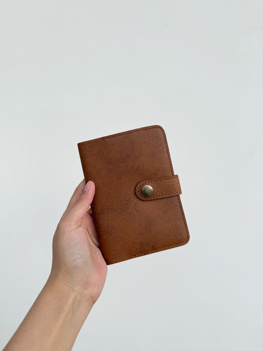 Chocolate Brown Snaplock Leather Passport Cover