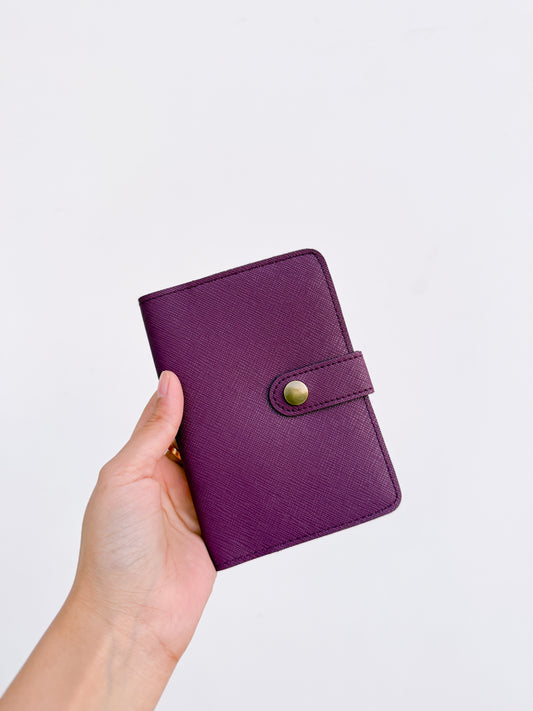 Plum Snaplock Saffiano Finish Passport