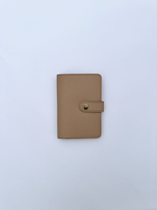 Camel Snaplock Saffiano Finish Passport