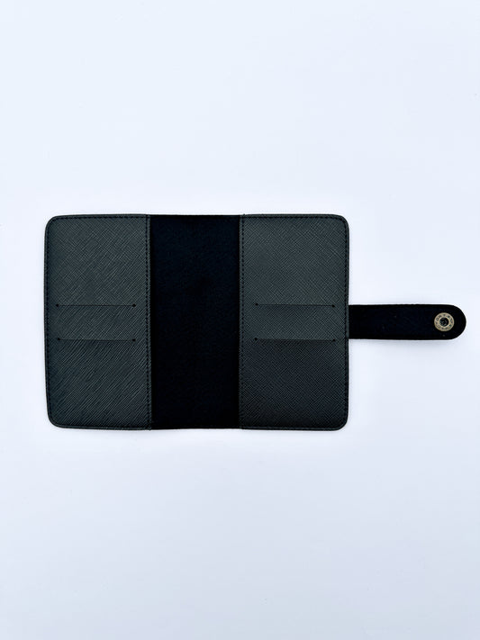 Coal Black Snaplock Saffiano Finish Passport