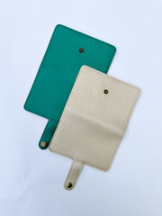 Metallic Green Snaplock Leather Passport Cover