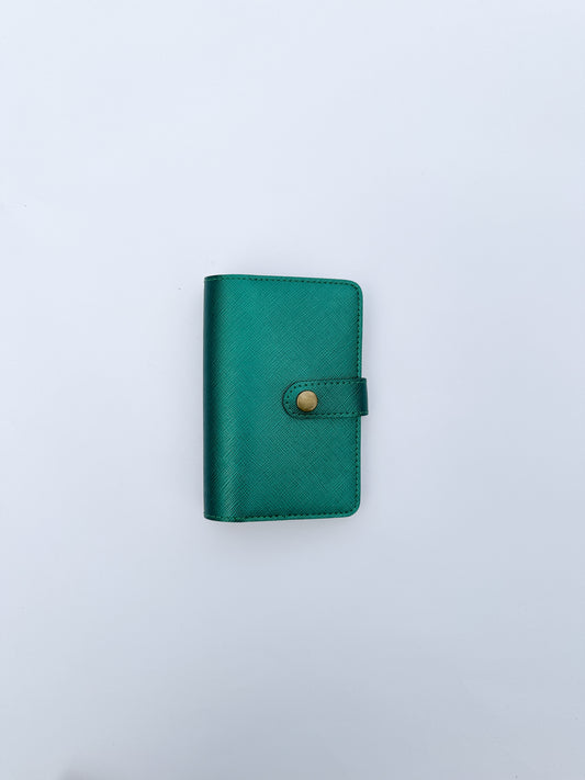 Metallic Green Snaplock Leather Passport Cover