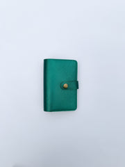 Metallic Green Snaplock Leather Passport Cover