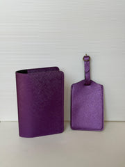 Metallic Purple Passport + Luggage Tag Set