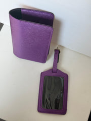 Metallic Purple Passport + Luggage Tag Set